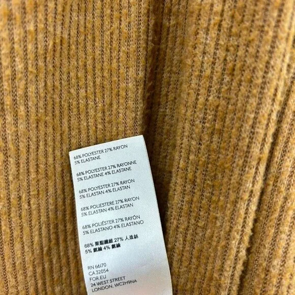 We The Free Women's Size Medium Rayon Blend Ribbed Mustard Cowl Neck Sweater - Picture 7 of 12